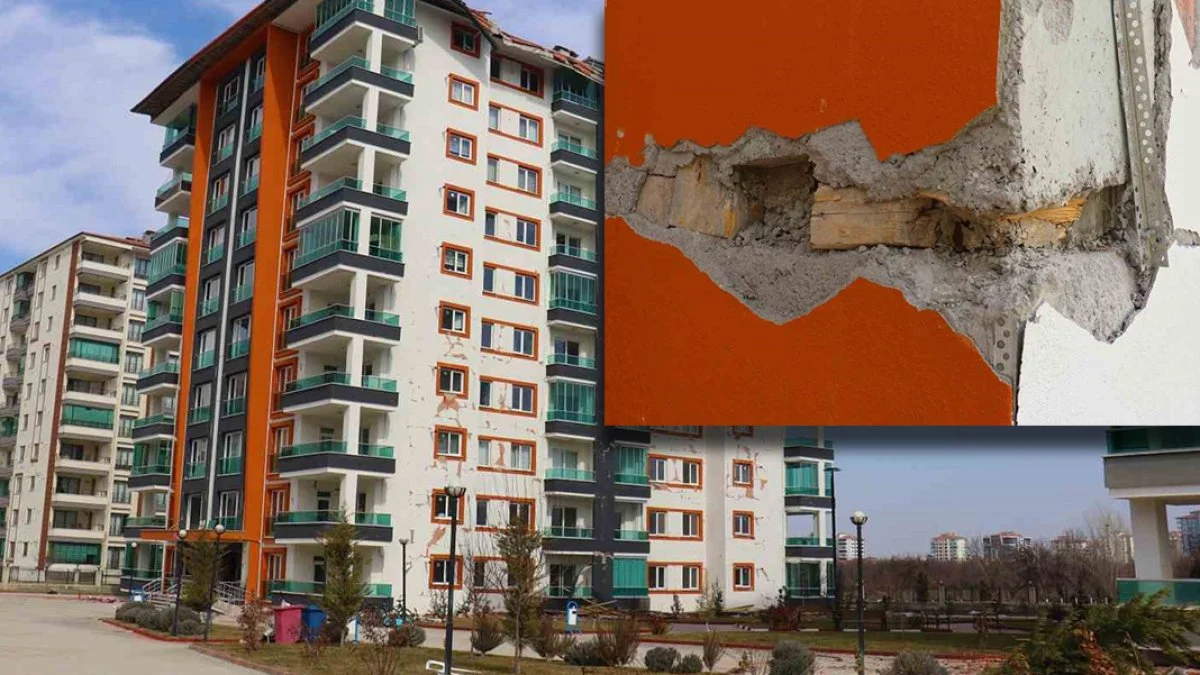 Malatya’da pes dedirten görüntü: 4 yıllık binanın kolonundan tahta çıktı!